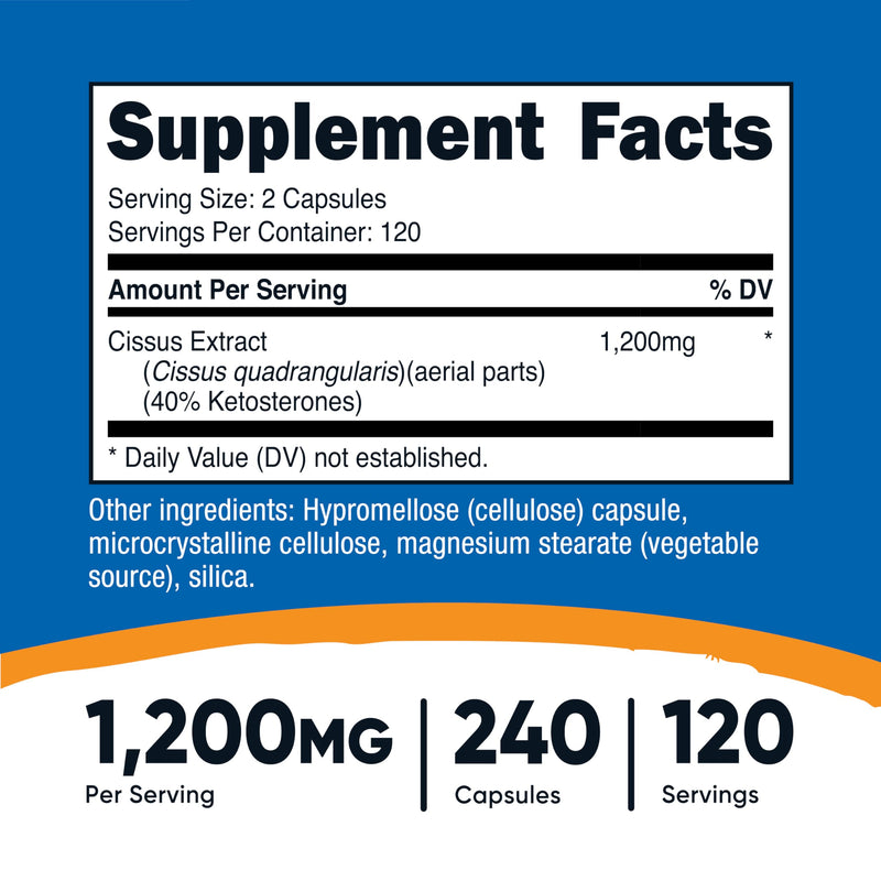 Nutricost Cissus Quadrangularis 1200mg – 240 Capsules | Gluten Free, Non-GMO, Vegetarian