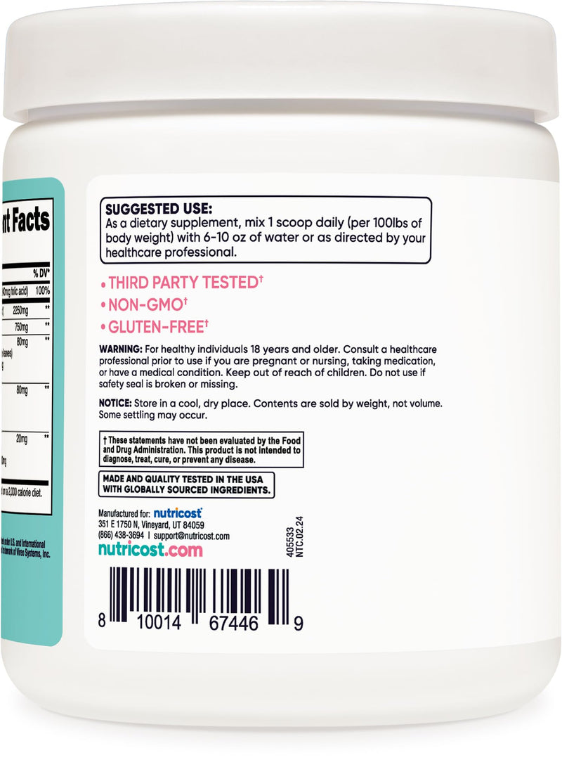Nutricost Creatine Monohydrate Powder for Women - Micronized, Unflavored, 100 Servings