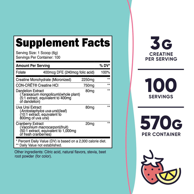 Nutricost Creatine Monohydrate Powder for Women – Strawberry Lemonade, 100 Servings