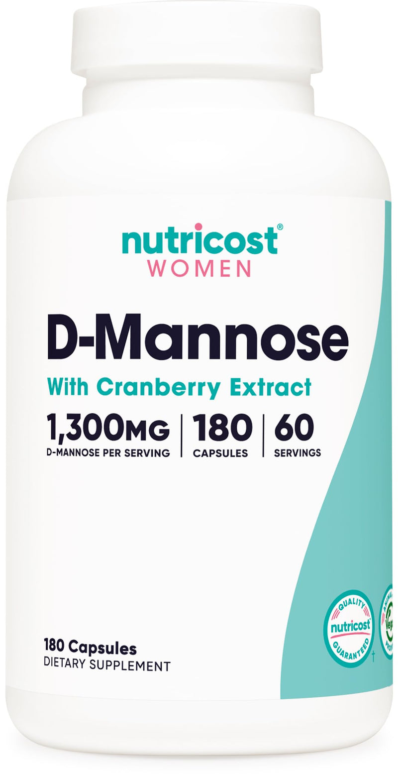 Nutricost D-Mannose with Cranberry Extract for Women – 1300mg | 180 Capsules