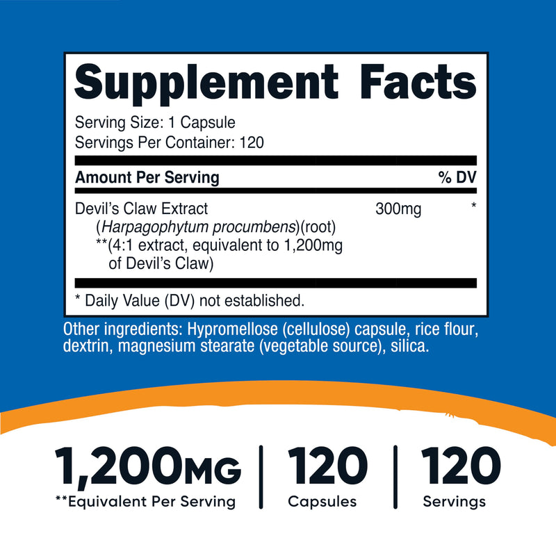 Nutricost Devils Claw 1200mg - 120 Veggie Caps - Non-GMO & Gluten Free