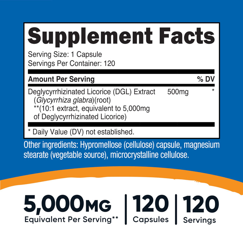 Nutricost DGL Deglycyrrhizinated Licorice Extract Capsules (500mg Extract, 120 Servings) - Non-GMO, Vegan