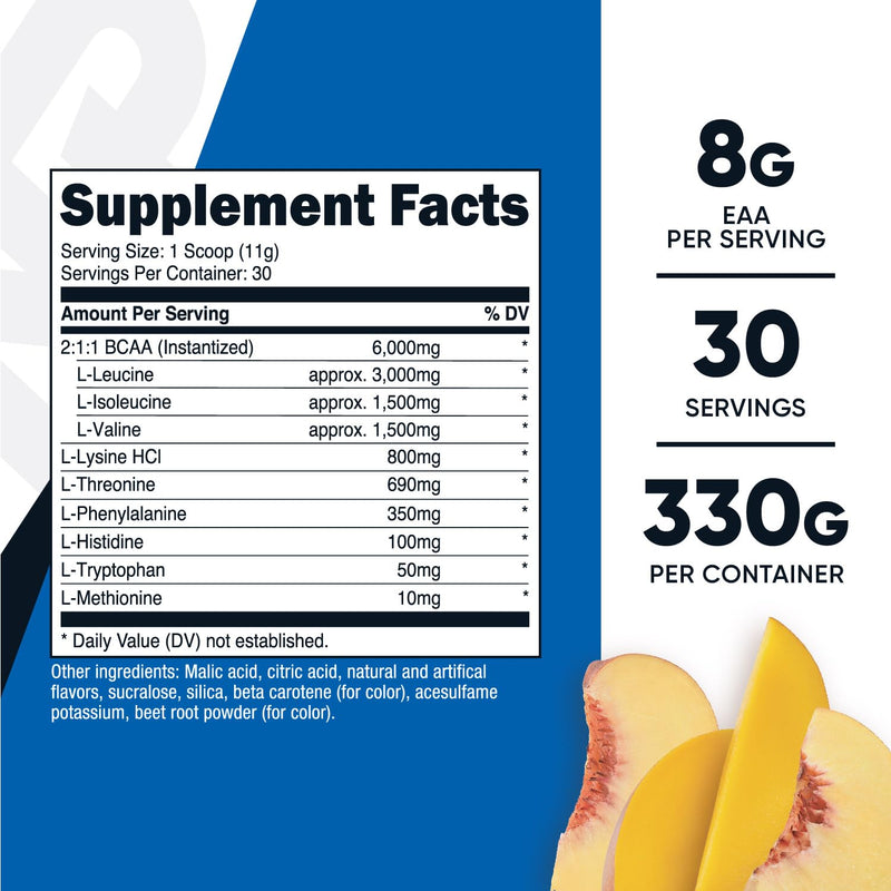 Nutricost EAA Powder 30 Servings Peach Mango — Essential Amino Acids, Non-GMO, Gluten Free, Vegetarian Friendly (Pack of 2)
