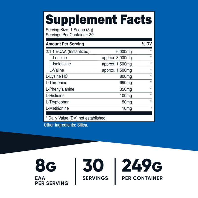 Nutricost EAA Powder 30 Servings (Unflavored) – Essential Amino Acids | Non-GMO, Gluten Free, Vegetarian (Pack of 2)