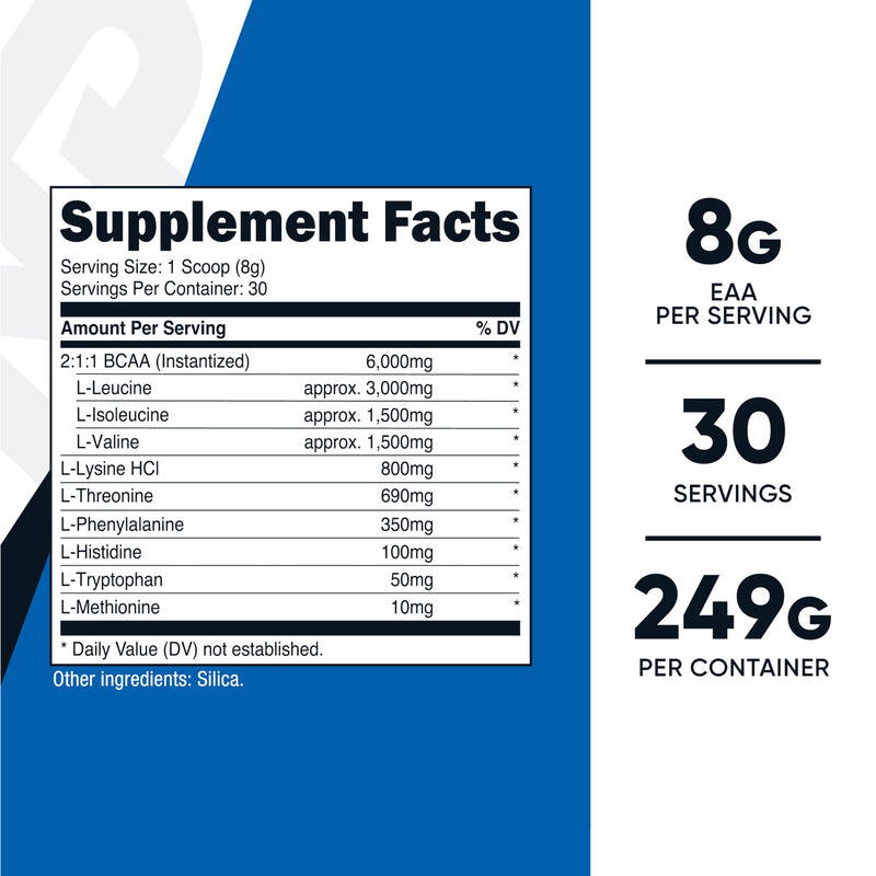 Nutricost EAA Powder 30 Servings (Unflavored) – Essential Amino Acids, Non-GMO, Gluten Free, Vegetarian Friendly