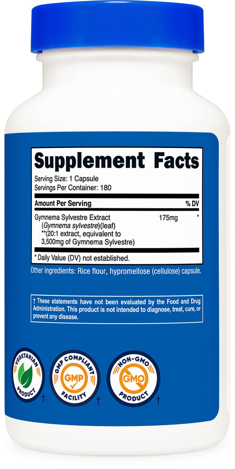 Nutricost Gymnema Sylvestre 3,500mg (20:1) - 180 Capsules, Non-GMO, Gluten Free