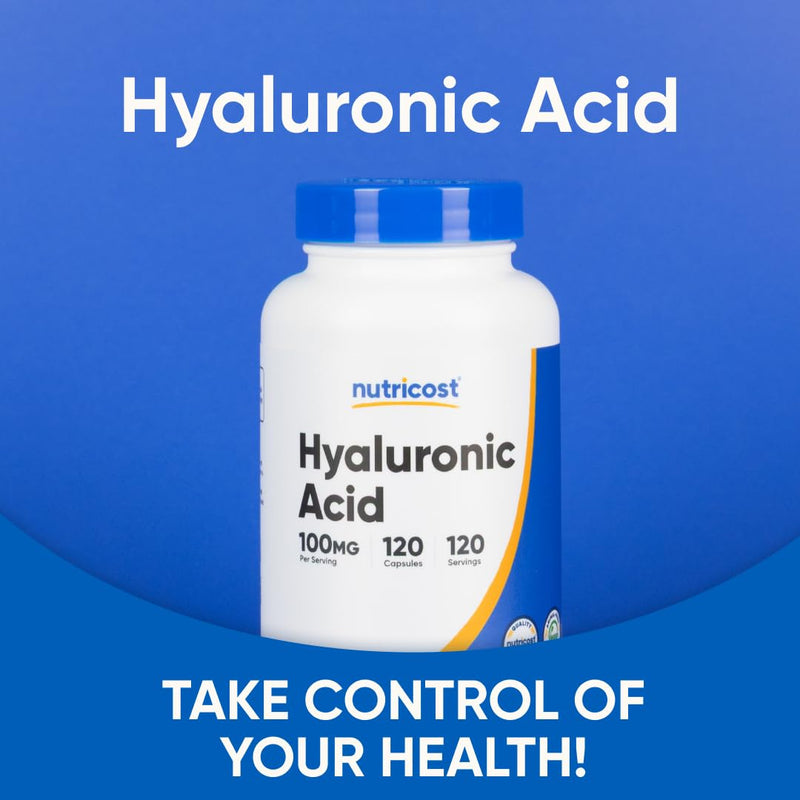 Nutricost Hyaluronic Acid 100mg Capsules – 120 Vegetarian Capsules per Bottle, Gluten Free & Non-GMO (2-pack)