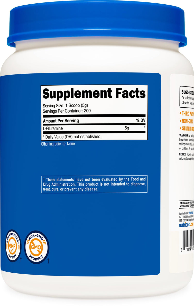 Nutricost L-Glutamine Powder 1 KG - Unflavored, Non-GMO, Gluten Free