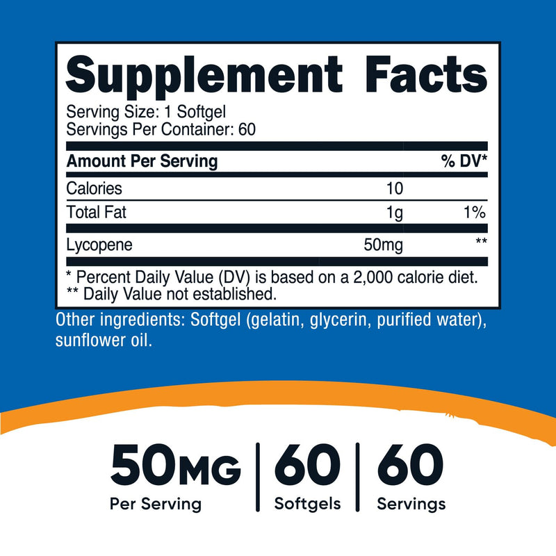 Nutricost Lycopene 50mg Softgels – 60-Count | Non-GMO, Gluten-Free