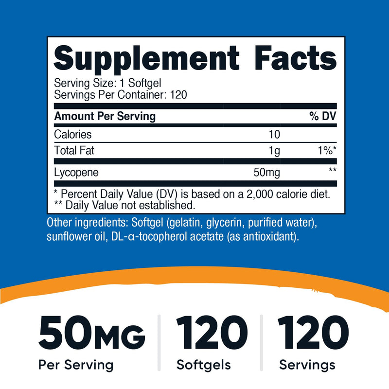 Nutricost Lycopene 50mg Softgels – 120 Softgels | Non-GMO, Gluten-Free