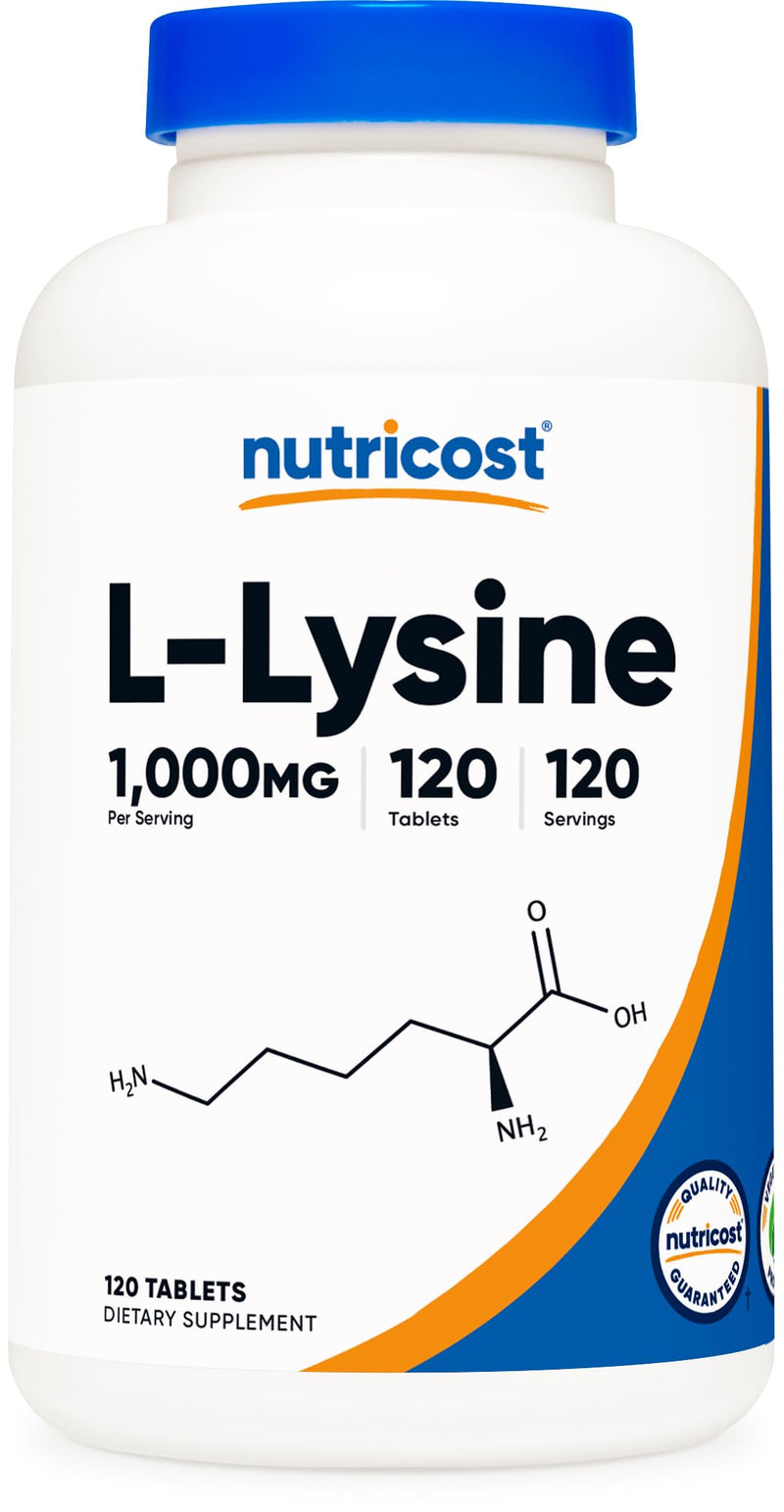 Nutricost L-Lysine 1000mg – 120 Tablets | Gluten Free, Non-GMO, Vegetarian