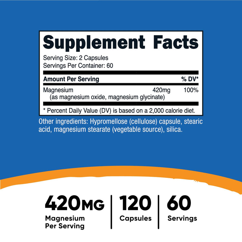 Nutricost Magnesium+ Extra Strength 420mg - 120 Capsules (60 Servings)