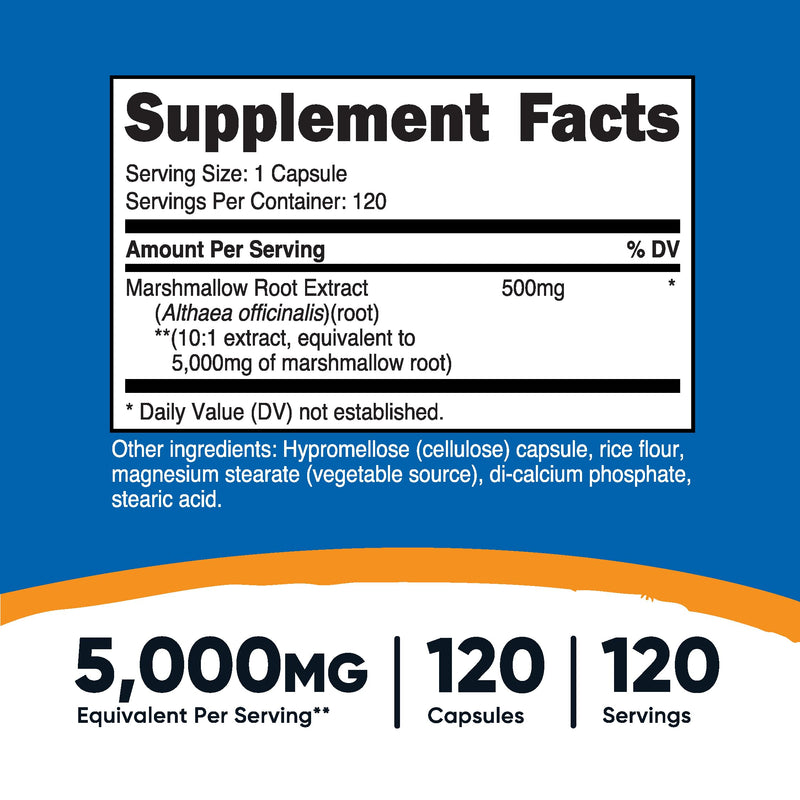 Nutricost Marshmallow Root 5000mg Equivalent - 120 Vegetarian Capsules (10:1 Extract)