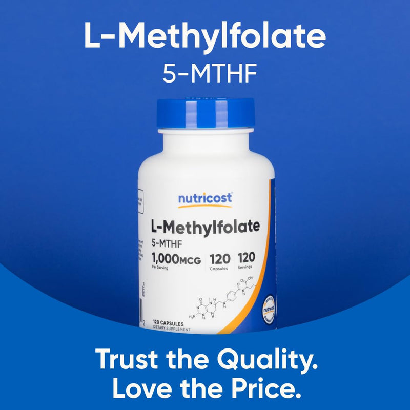 Nutricost Methylfolate 1000mcg – 120 Vegetarian Capsules (Gluten Free, Non-GMO) Pack of 2