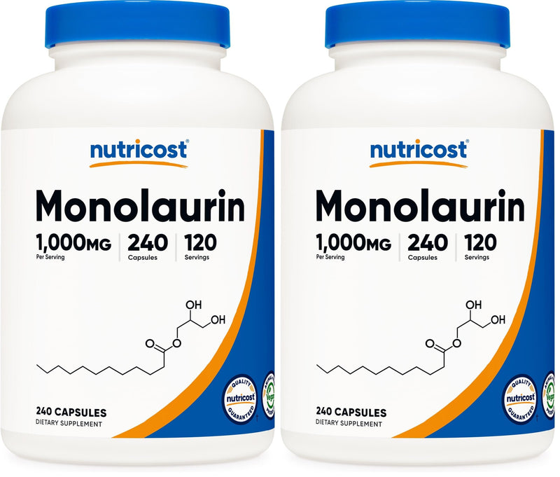 Nutricost Monolaurin 1000 mg - 240 Capsules, 120 Servings - Gluten-Free, Non-GMO, Vegan (Pack of 2)