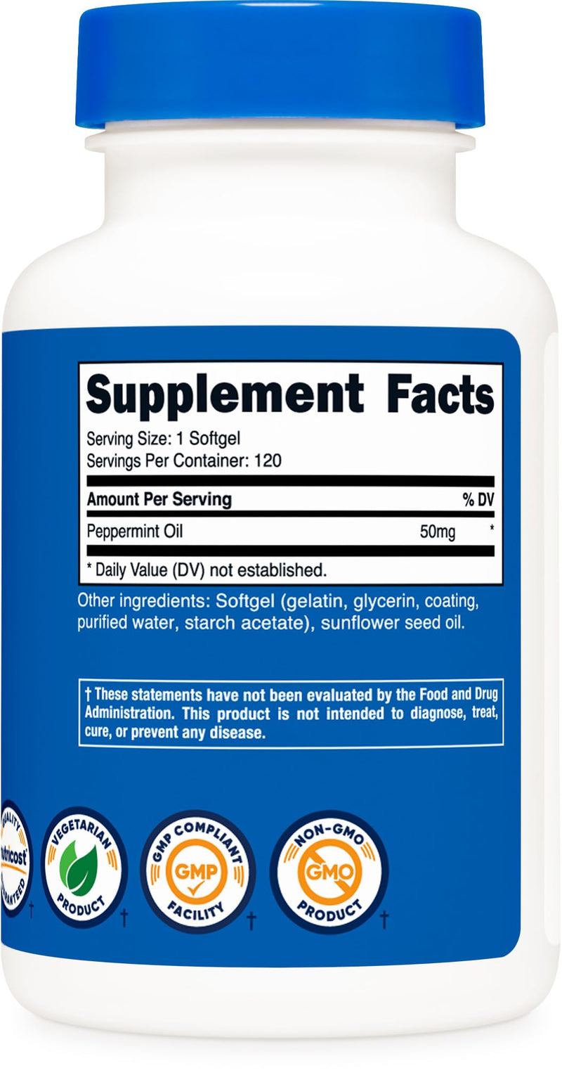 Nutricost Peppermint Oil Softgels (120 SFG) (50 MG) - Gluten Free, Third-Party Tested, GMO Free