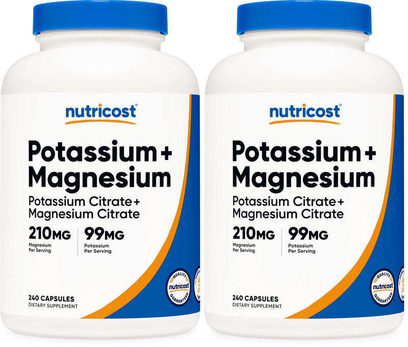 Nutricost Potassium 99 mg & Magnesium 210 mg Citrates, 240 Capsules | Non-GMO, Gluten Free | Pack of 2