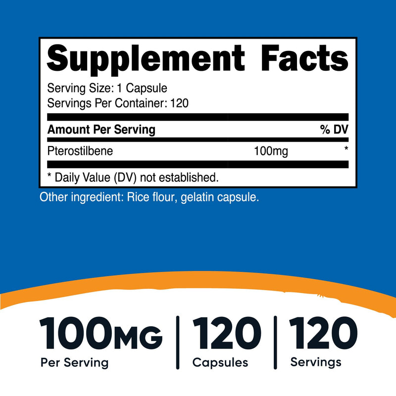 Nutricost Pterostilbene 100mg - 120 Capsules | Non-GMO, Gluten Free