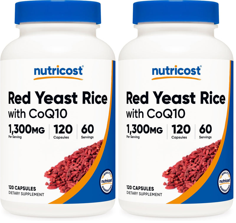Nutricost Red Yeast Rice with CoQ10 1300mg – 120 Servings (Pack of 2) – Non-GMO, Gluten Free