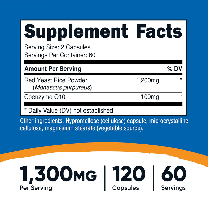 Nutricost Red Yeast Rice with CoQ10 1300mg – 120 Servings (Pack of 2) – Non-GMO, Gluten Free