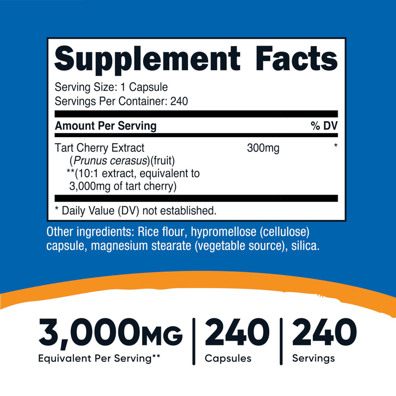 Nutricost Tart Cherry Extract 3000mg – 240 Vegetarian Capsules | Gluten Free, Non-GMO (Pack of 2)