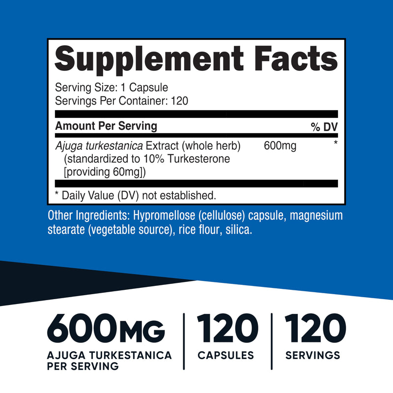 Nutricost Turkesterone 600mg - 120 Capsules | Vegetarian, Non-GMO, Gluten Free