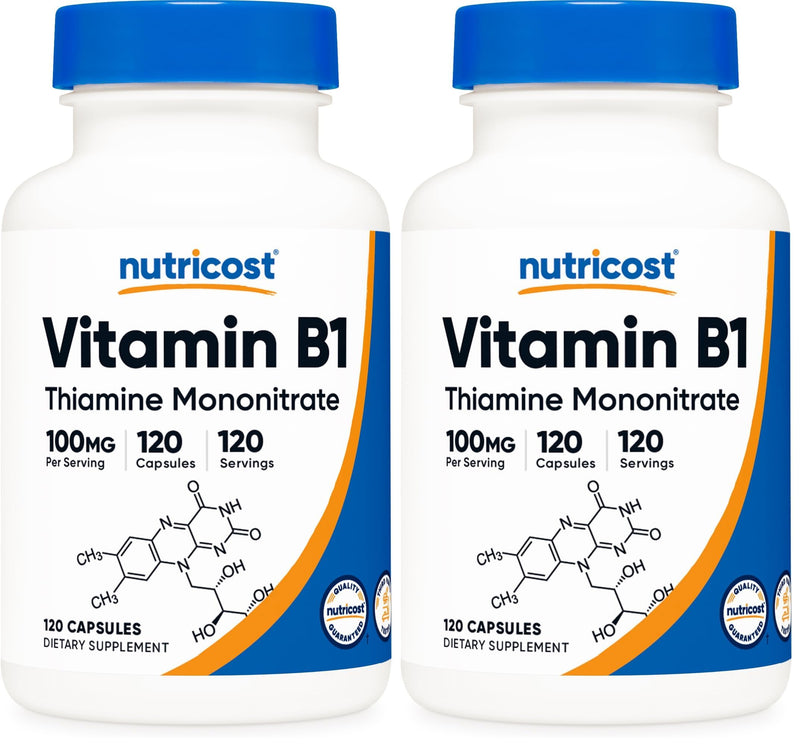 Nutricost Vitamin B1 100mg - 120 Caps | Gluten Free & Non-GMO (Pack of 2)