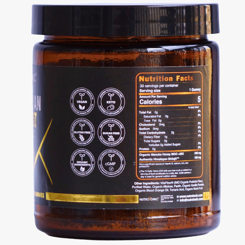 NutroTonic Organic Shilajit Gummies – Apple Cinnamon, No Added Sugar, 30 Gummies