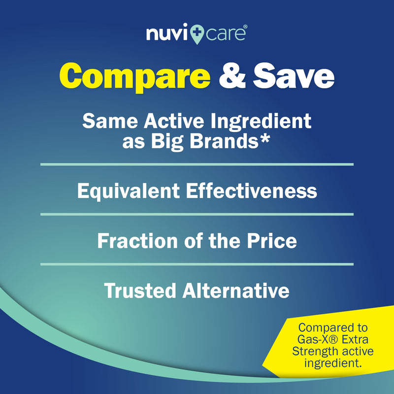 NUVICARE Extra Strength Gas Relief 125mg Softgels | Fast Gas & Bloat Relief (100 Count)