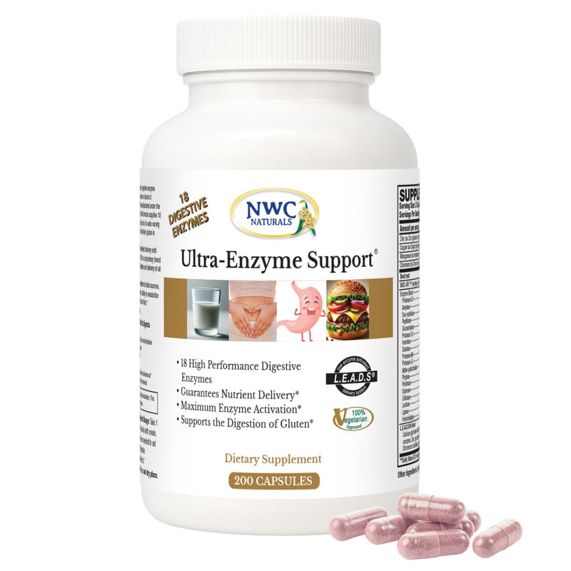 NWC Naturals Ultra-Enzyme Support – Digestive Health Supplement (200 Count)