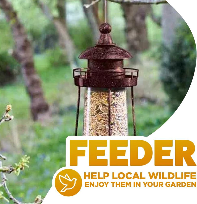 Lantern Bird Feeder Hanging Metal Seed Feeder for Wild Birds