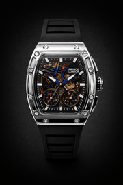 NYL Mens Automatic Mechanical Dial Black Rubber Watch NY London - InStock