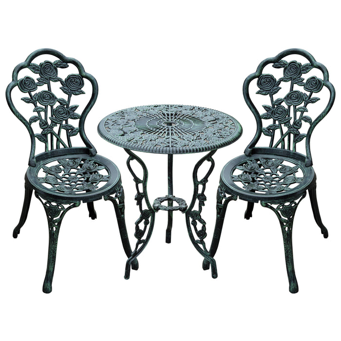 3 Pcs Cast Aluminum Bistro Set-Green