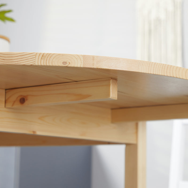 HOMCOM Foldable Dining Table, Solid Wood Drop Leaf Table, Natural