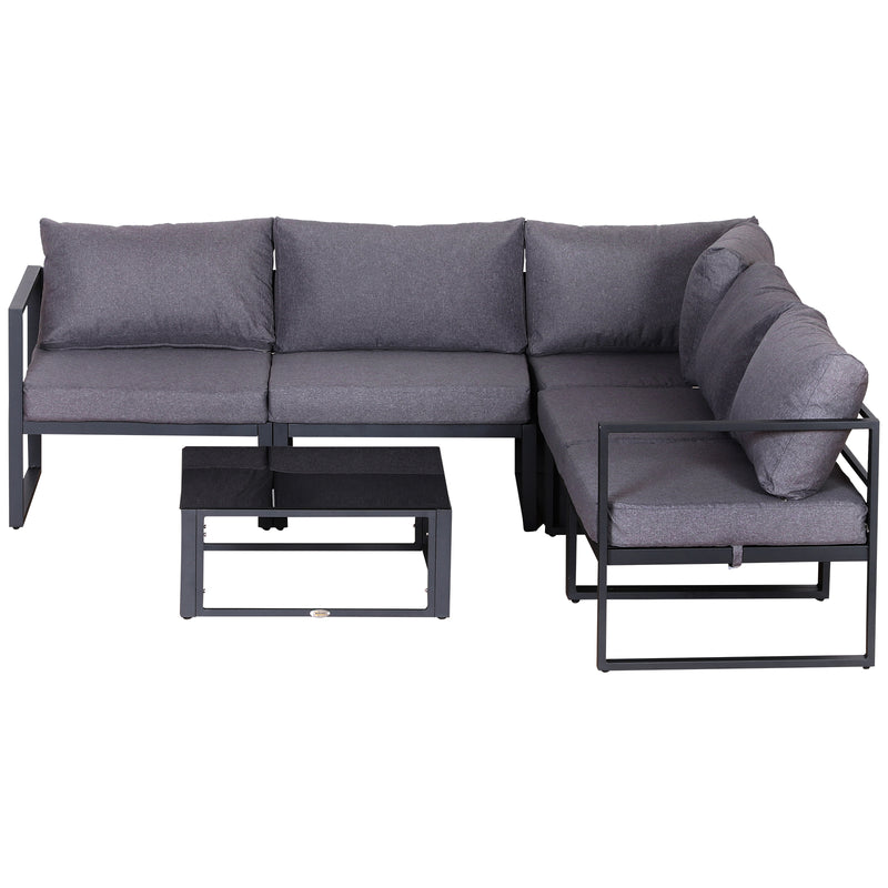 6Pcs Outdoor Sectional Sofa Set Conversation Aluminum Frame Cushion Outsunny