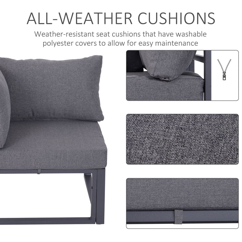 6Pcs Outdoor Sectional Sofa Set Conversation Aluminum Frame Cushion Outsunny