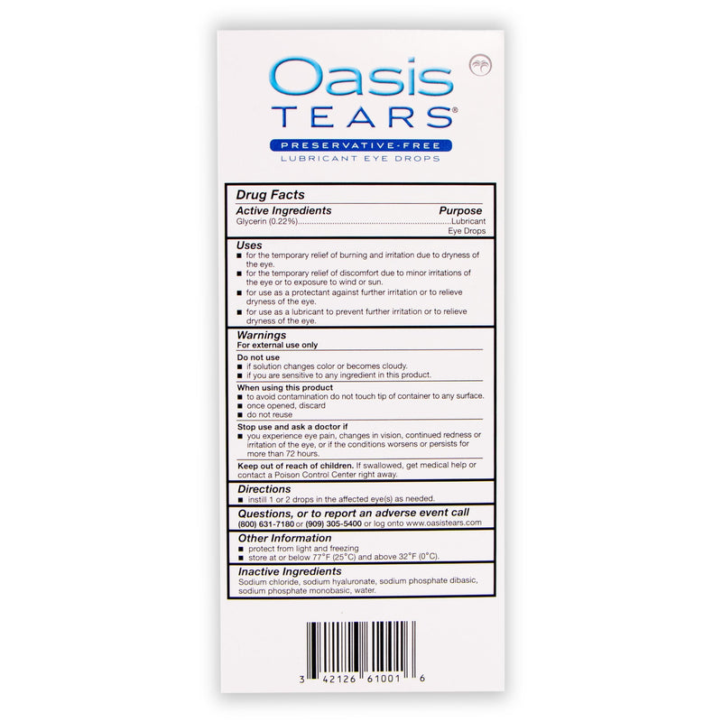OT6100 Oasis TEARS Preservative-Free Eye Drops | 30 Single-Use Vials