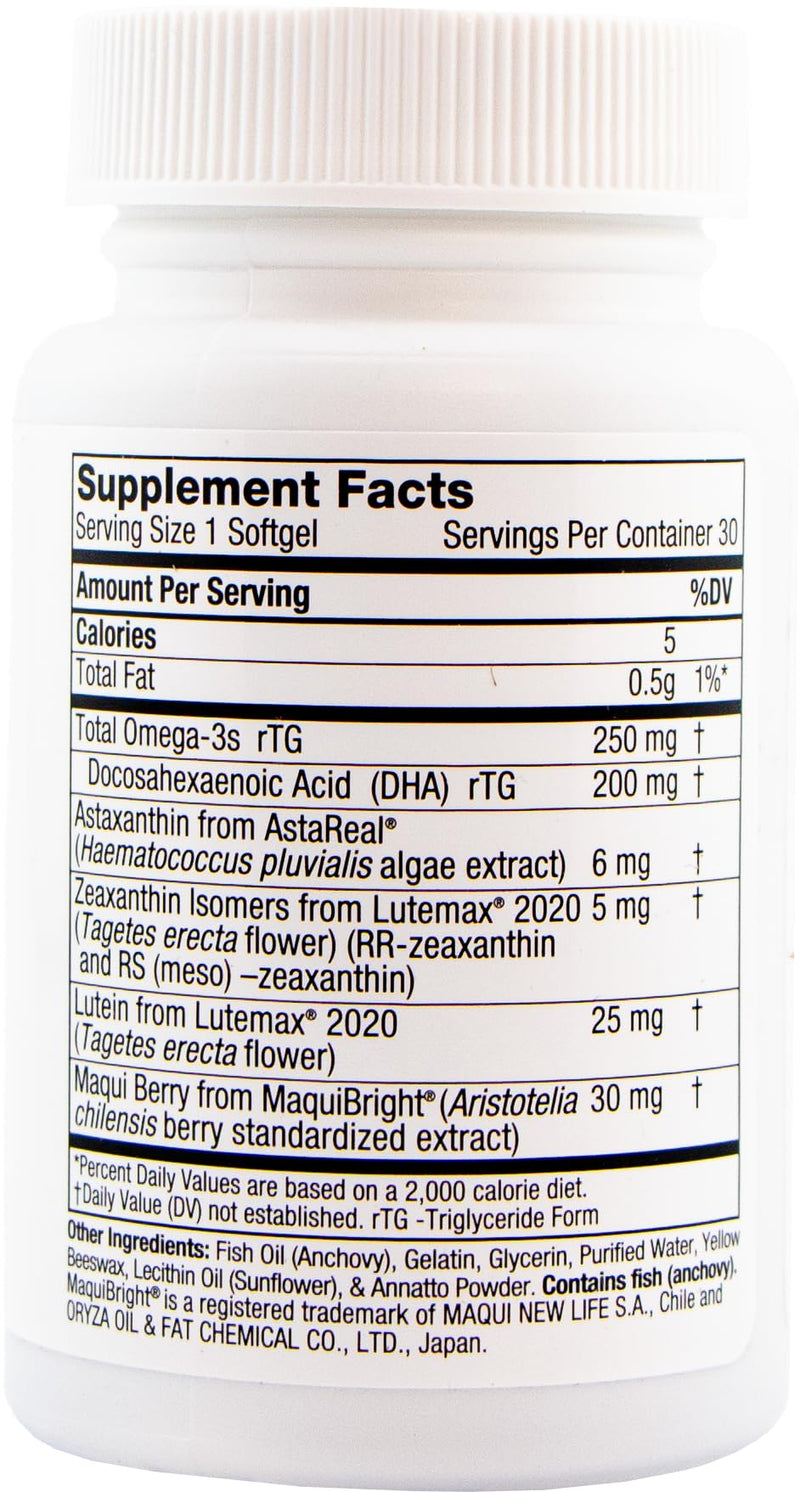 Oasis TEARS VISION ON3010 – Eye Health Dietary Supplement with Maqui Berry, Astaxanthin, Zeaxanthin, Lutein & DHA | 30 Softgels