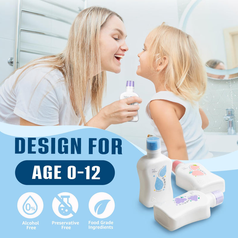 oh care Kids Mouthwash – Fluoride-Free, Alcohol-Free, P113+ Antimicrobial, Grape Flavor, 11.08 fl oz