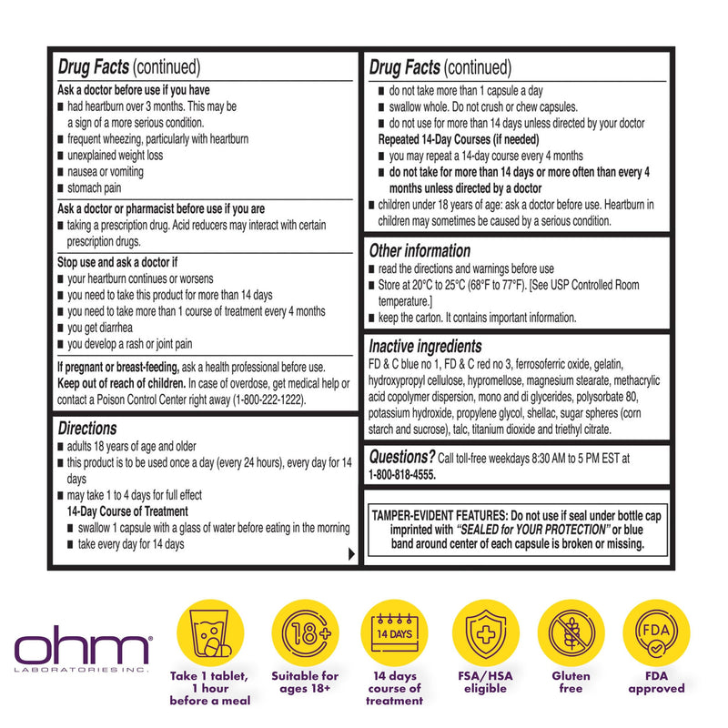 Ohm Esomeprazole Magnesium 20 mg Delayed-Release Capsules – 24-Hour Heartburn & Acid Reflux Relief (84-count)