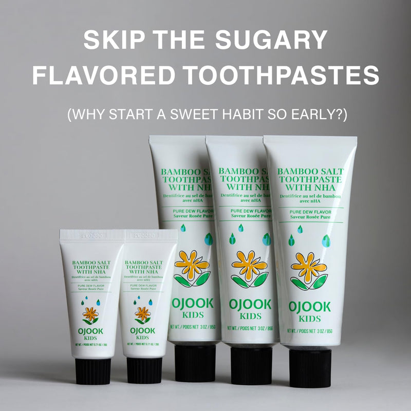 OJOOK Kids Fluoride-Free Bamboo Salt Toothpaste with nHA - 3oz | Pure Dew