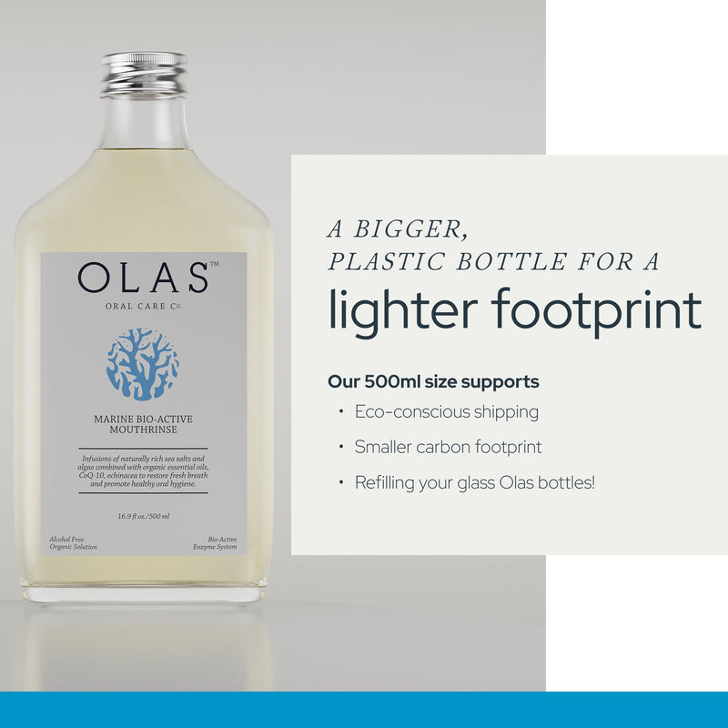 Olas Alcohol Free Mouthwash & Rinse – Marine Bio-Active, Fluoride Free (3 x 1 fl oz)