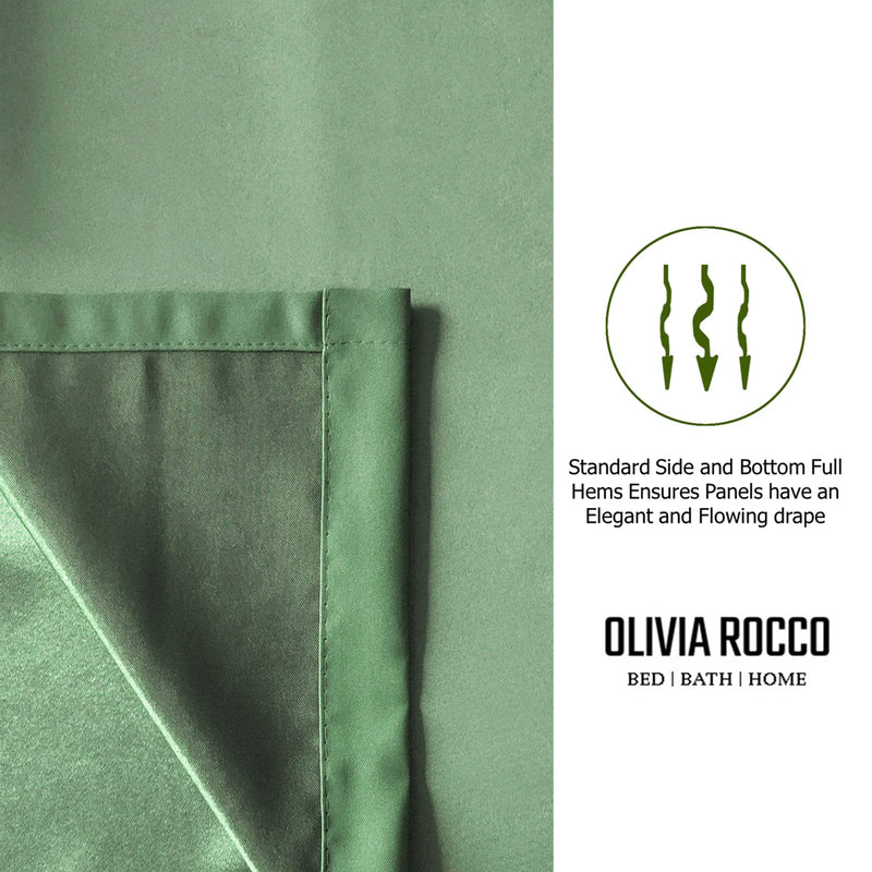 OLIVIA ROCCO Blackout Sage Green Eyelet Curtains Thermal Ring Top Window Treatments