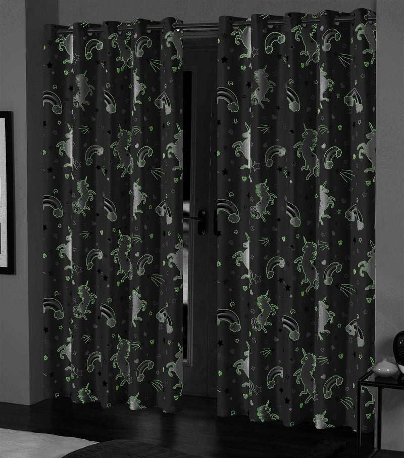 OLIVIA ROCCO Glow In The Dark Blackout Curtains With Thermal Panels Eyelet Pencil Pleat