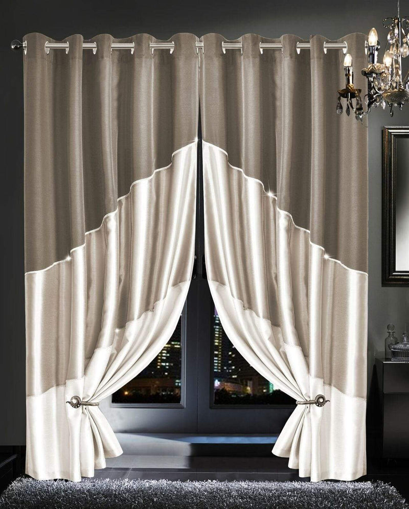 OLIVIA ROCCO Haveli Luxury Faux Silk Curtains Room Darkening Glitz Detailing Eyelet