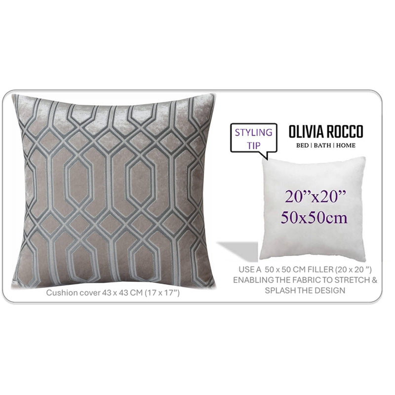 OLIVIA ROCCO Luxe Geo Velvet Cushion Covers 2 Pack Champagne Geometric Decorative