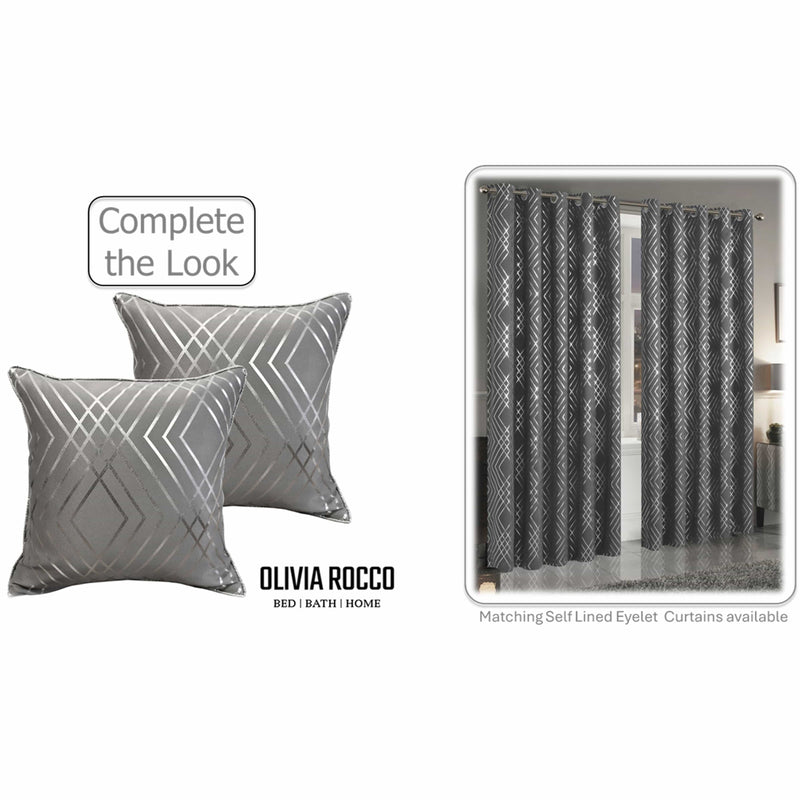 OLIVIA ROCCO Geo Sparkle Geometric Silver Cushion Covers 2 Pack For Sofa Bedroom Refresh Sofa Accent