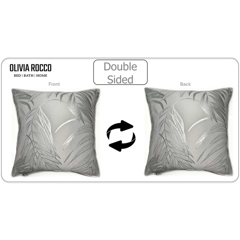 OLIVIA ROCCO Leaf Sparkle 2 Pack Cushion Covers Leaf Silver Modern Decorative Throw