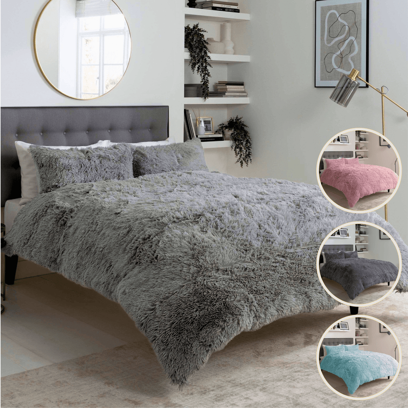OLIVIA ROCCO Snuggle And Cuddle Faux Fur Duvet Set Extra-Soft Long Pile Winter Warmth