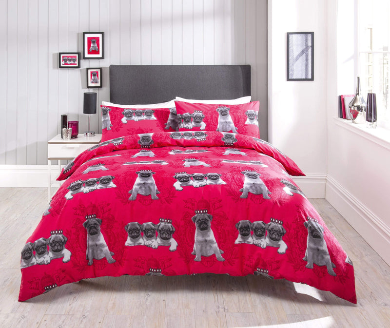 OLIVIA ROCCO Pugs Duvet Cover Set Cotton Rich Bedding With Bold Vibrant Colours Available